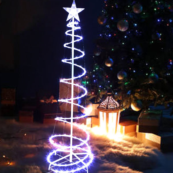 The Holiday Aisle® Light Up Cold White Christmas Spiral Tree For Outdoor Christmas Decorations